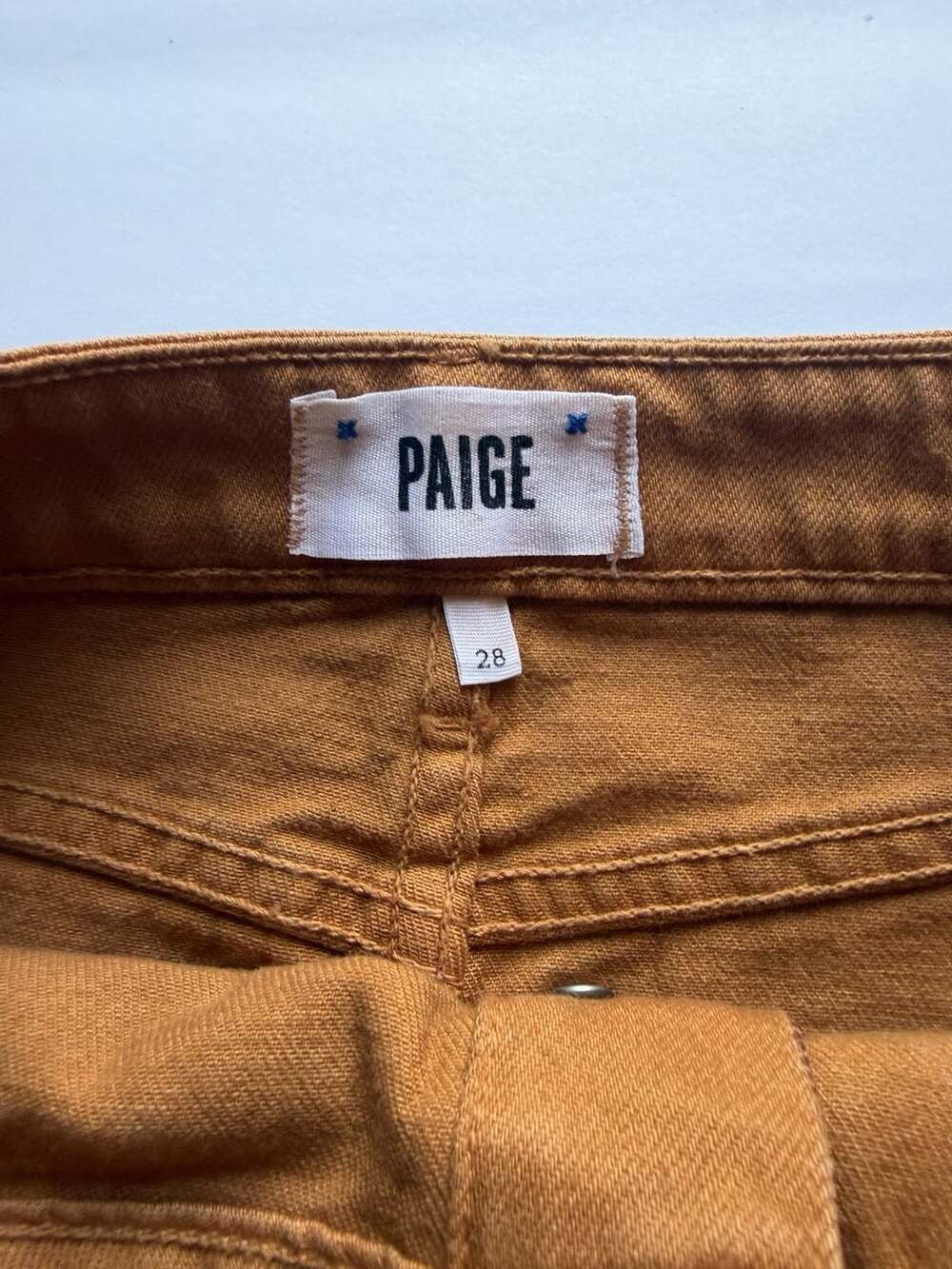 Paige Brown Denim Button-Front Midi Skirt Size 28